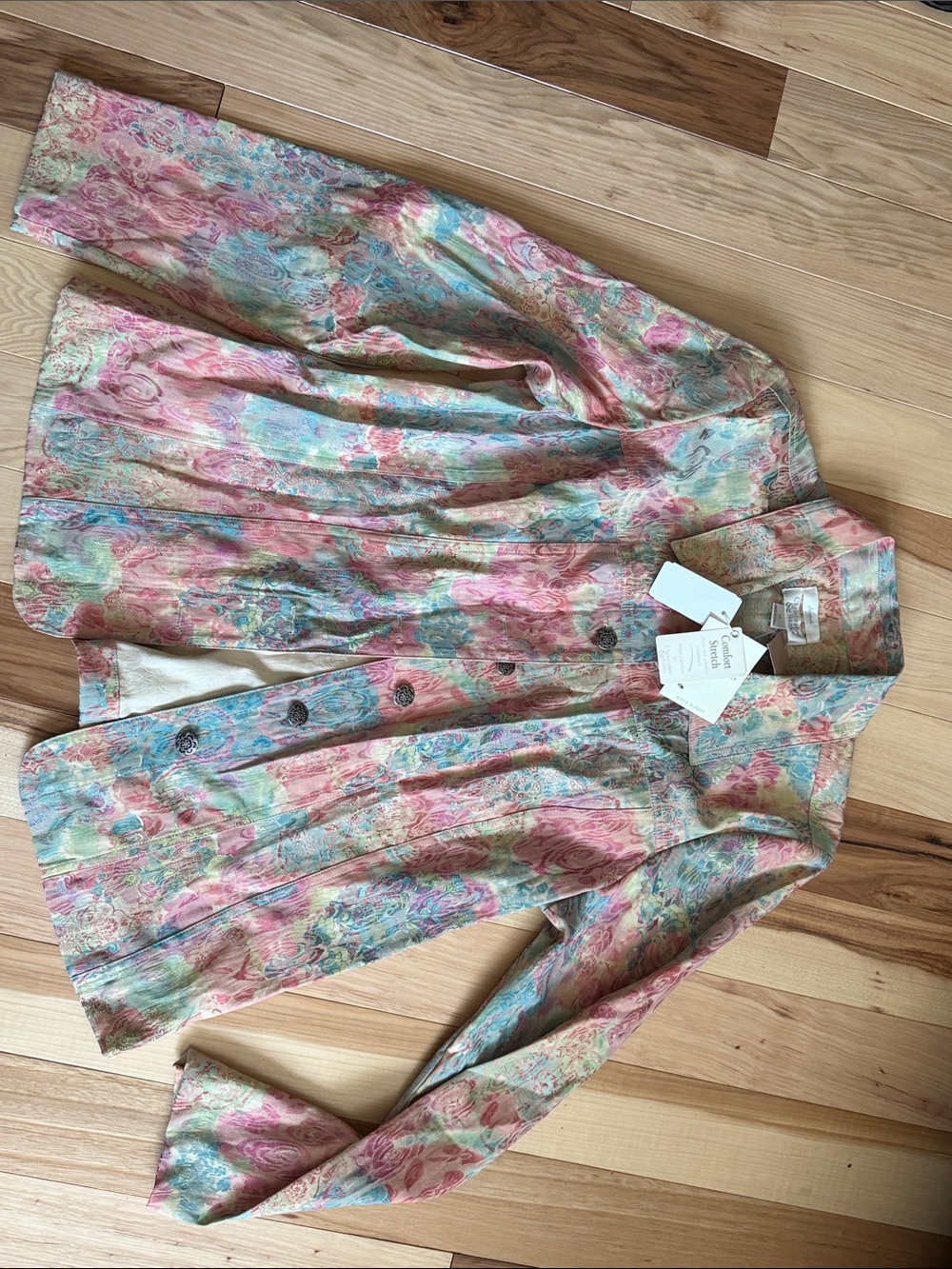 Christopher & Banks Multicolor Pastel Floral Button-Down Shirt Jacket